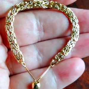 REAL 14K ADJUSTABLE BYZANTINE BRACELET, 6-9"